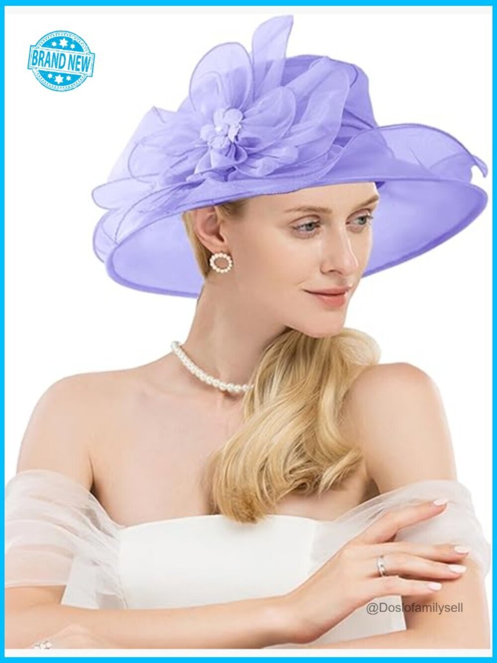 Wide Brim Derby Fascinator Organza Hat Tea Party Kentucky Derby Church Headpiece